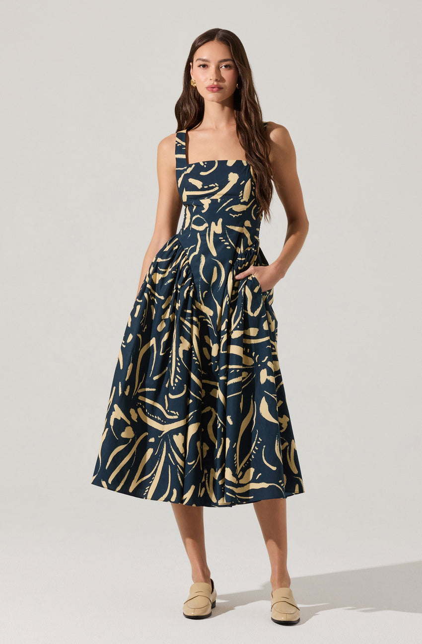 Vinya Drop Waist Midi Dress