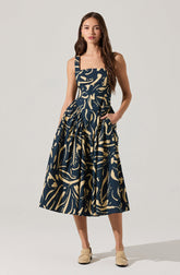 Vinya Drop Waist Midi Dress