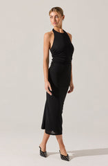 Zaira Ruched Halter Midi Dress