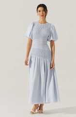 Theoni Smocked Asymmetric Dress