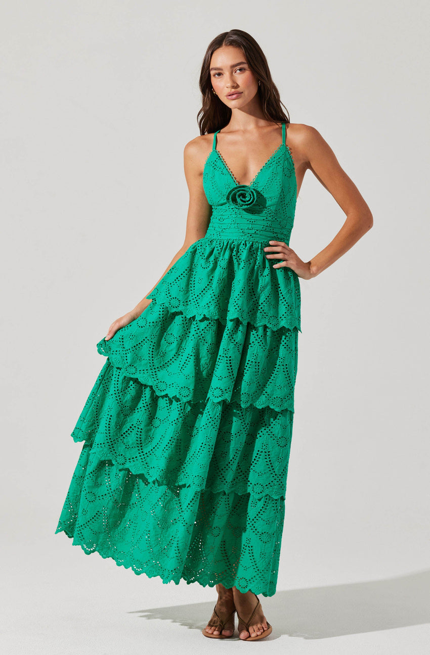 Faeryn Eyelet Tiered Maxi Dress