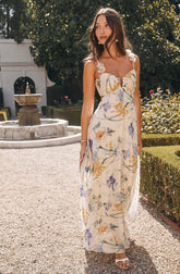 Emese Floral Pleated Maxi Dress