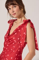Allexina Satin Cowl Neck Midi Dress