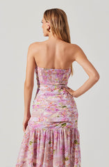 Estefany Strapless Pleated Maxi Dress