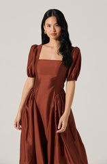 Keairra Puff Sleeve Midi Dress