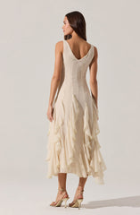Philomene V-Neck Ruffle Trim Dress