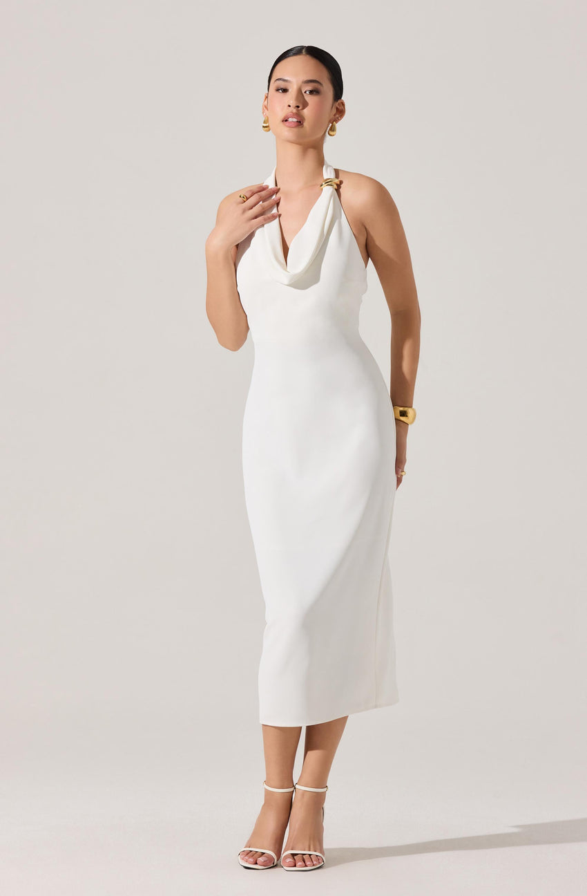 Alanna Halter Cowl Neck Midi Dress