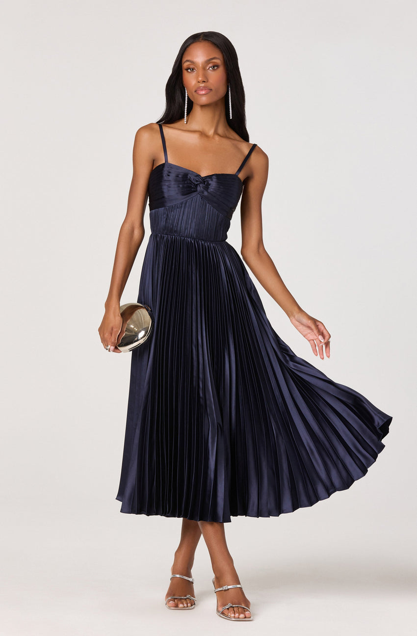 Ascella Sweetheart Pleated Midi Dress