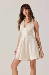 Mielle Satin Halter Mini Dress