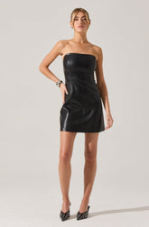 Keyana Strapless Faux Leather Dress