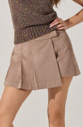 Theodora Pleated Faux Suede Skirt
