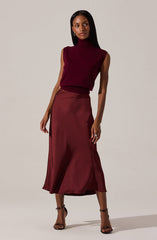 Windey Satin Midi Skirt