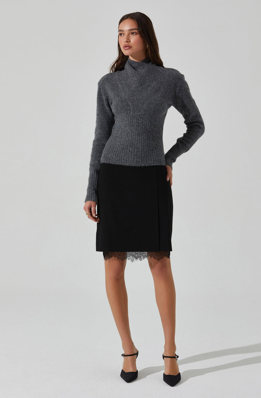 Itzayana Lace Trim Pencil Skirt