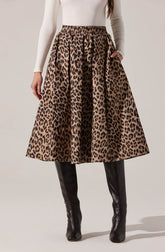 Andolina Pleated Leopard Midi Skirt