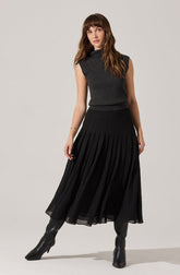 Daivini Pleated Crinkle Midi Skirt