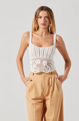 Everly Floral Crochet Sweater Top