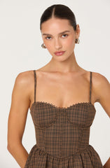 Baylin Plaid Peplum Bustier Top