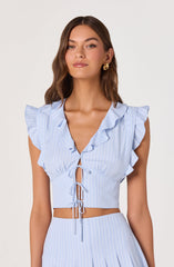 Zira Ruffle Trim Tie-Front Top