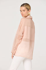 Evie Sheer Collared Button-Front Top