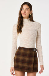 Kyra Long Sleeve Sheer Mock Neck Top