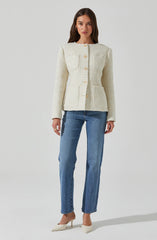 Sarae Collarless Tweed Jacket