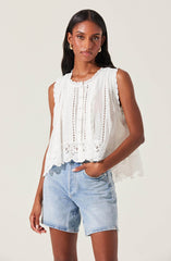 Alisa High Low Eyelet Top