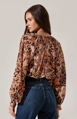 Reyen Leopard Balloon Sleeve Top