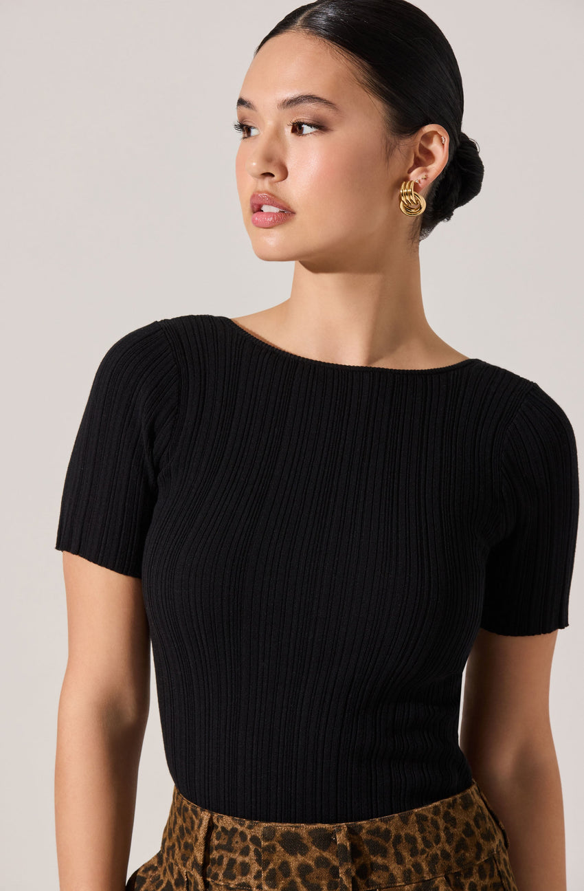 Nikola Ribbed Knit Sweater Top