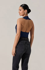 Morrigan Satin Ruffle Halter Top
