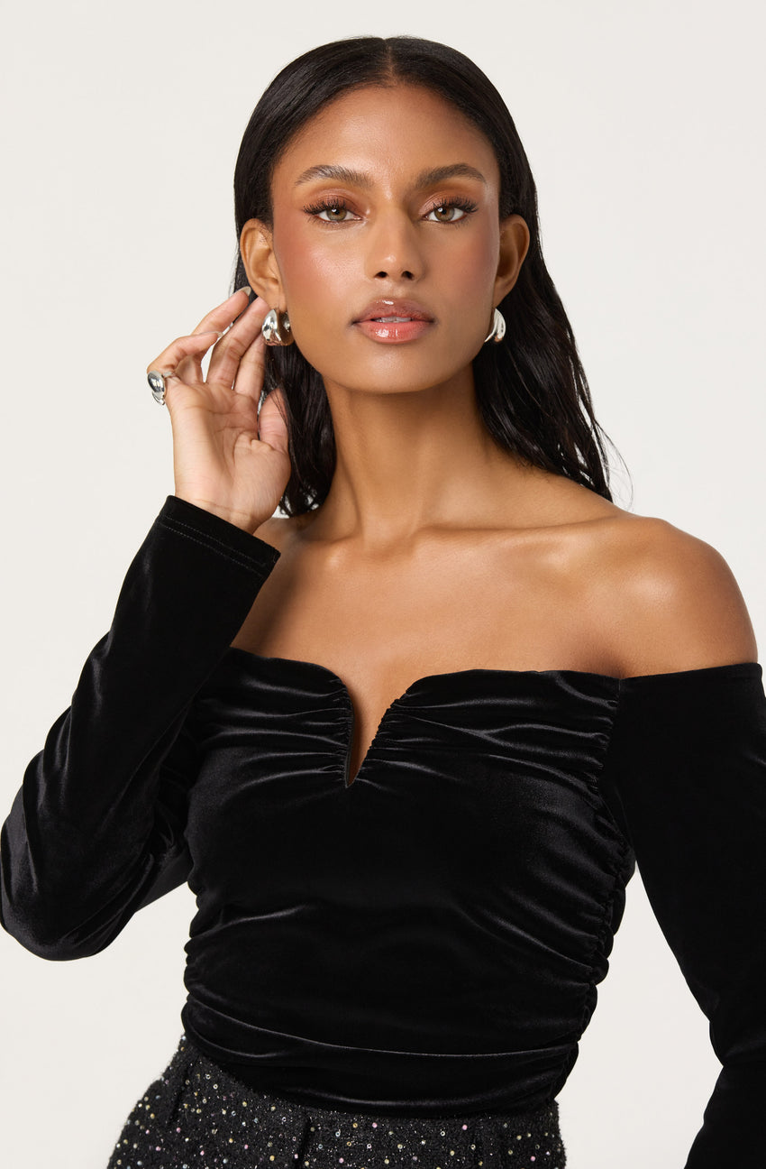 Salem Velvet Off Shoulder Top