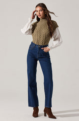 Angeline Contrast Cable Knit Sweater
