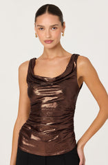 Leanne Metallic Cowl Neck Top