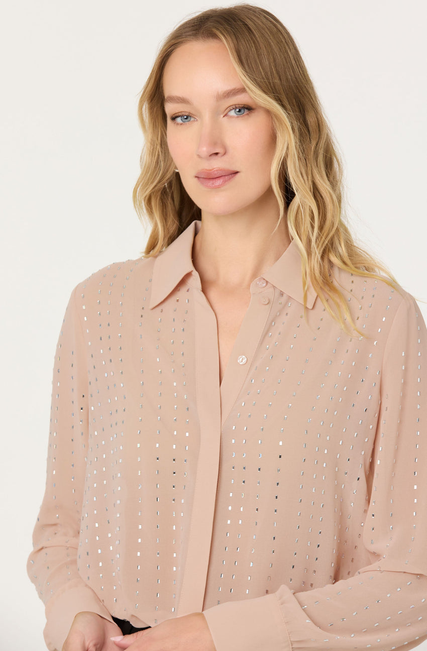 Cristal Semi-Sheer Rhinestone Shirt