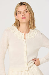 Meadow Floral Appliqué Collar Cardigan