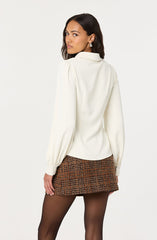 Simran Collared V-Neck Ruched Top