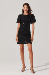 Sequin Flutter Sleeve Mini Dress