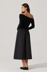 Mixed Media Off Shoulder Dress