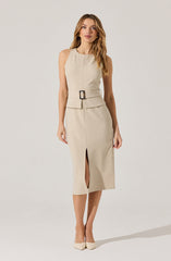 Tailored Belted Midi Dress