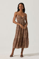 Eleni Leopard Print Midi Dress