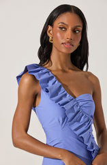 One Shoulder Ruffle Mini Dress