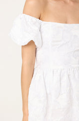 Off shoulder bubble hem mini dress