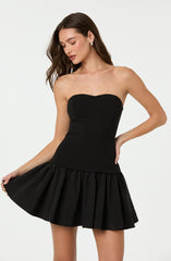 Strapless Drop Waist Mini Dress
