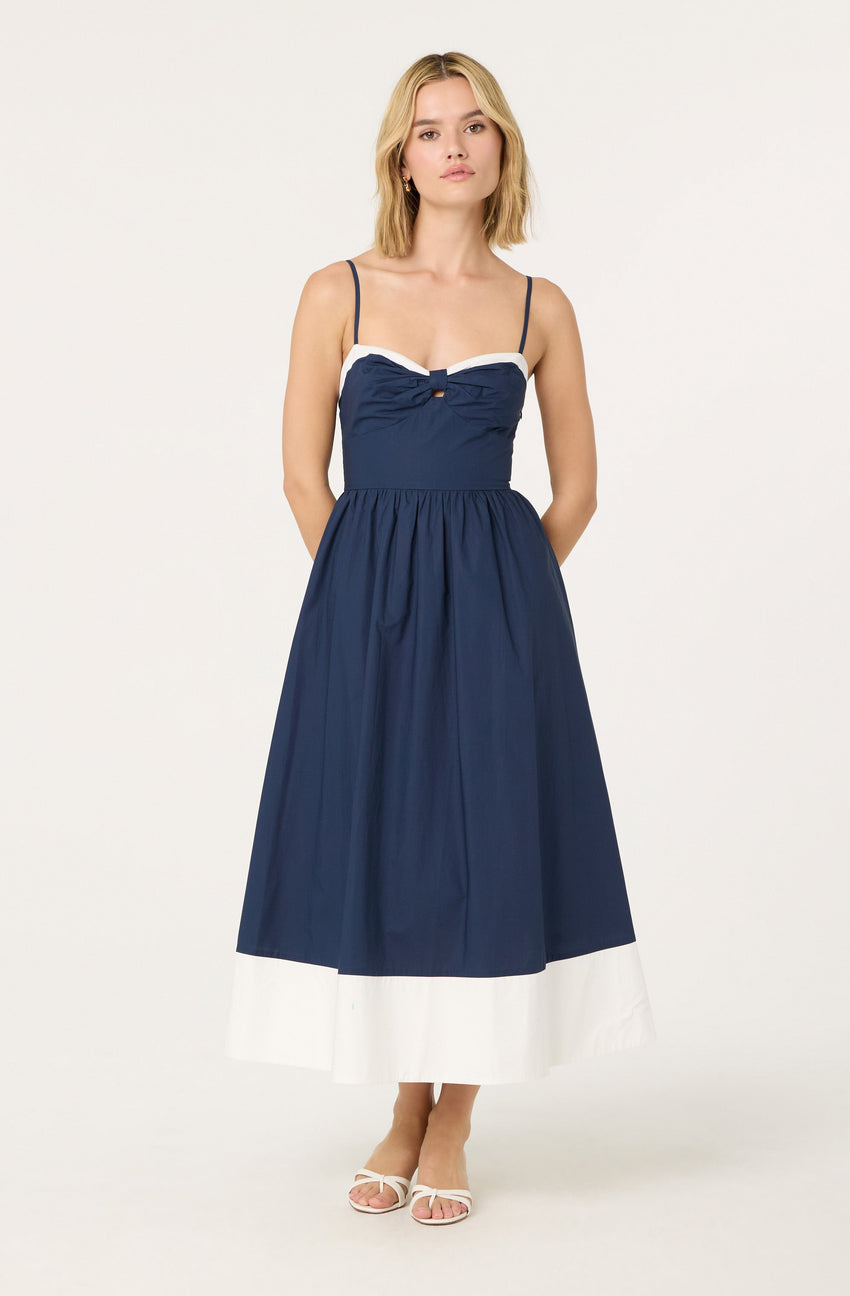 Contrast Sweetheart Midi Dress