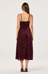 Velvet Floral Burnout Bustier Midi Dress