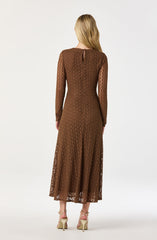 Belted Lace Midi Dress