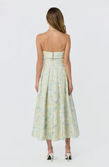 Destini Floral Jacquard Strapless Midi Dress