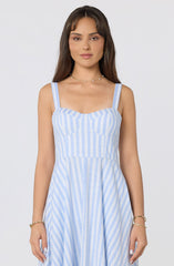 Isabela Striped Sweetheart Midi Dress