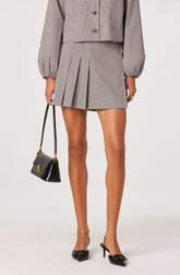 Pleated Wrap Mini Skirt