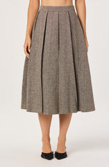 Wide Pleat Midi Skirt