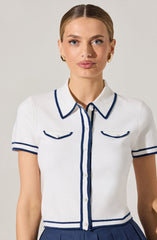 Contrast Trim Cropped Sweater